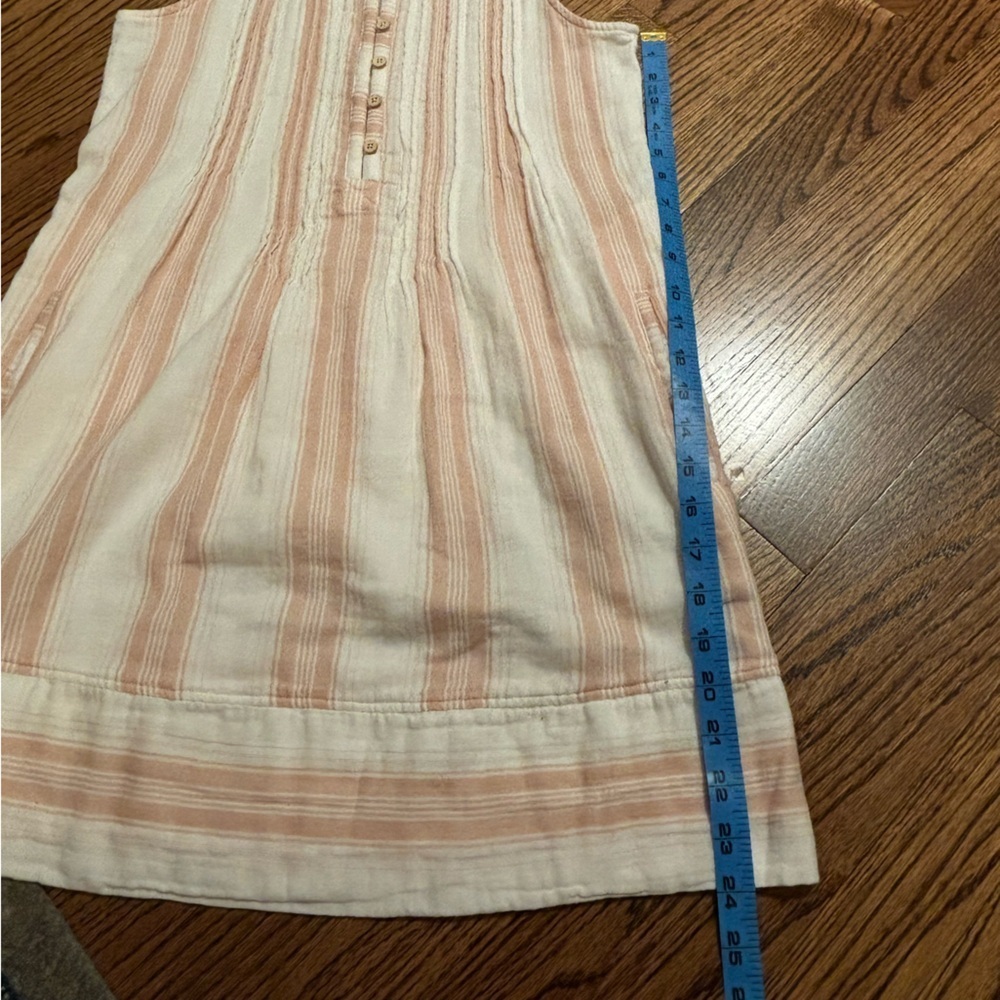 Faherty |‎ Isla Dress Organic Cotton Sleeveless Pintuck Mini White Peach Sz XS - Picture 6 of 7